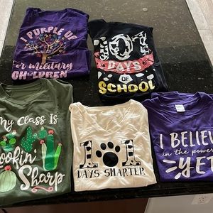 Teachers- Bundle of 5 XL, short-sleeved t-shirts for teachers to wear at school